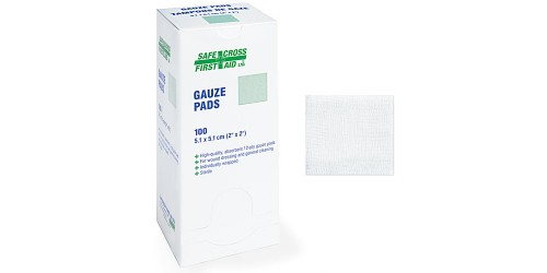 Tampon de gaze, 5.1 x 5.1 cm, Sterile, 100/Box   2” x 2” stérile - 12 plis - Boîte de 100 